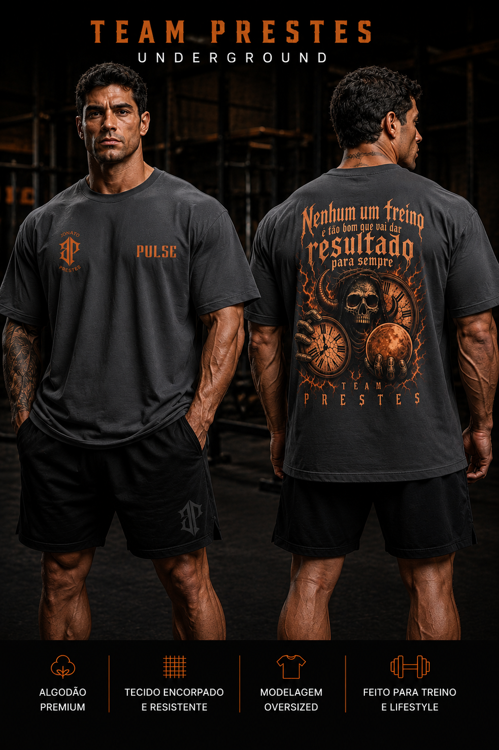 TEAM PRESTES CHRONOS OVERSIZED CINZA CHUMBO