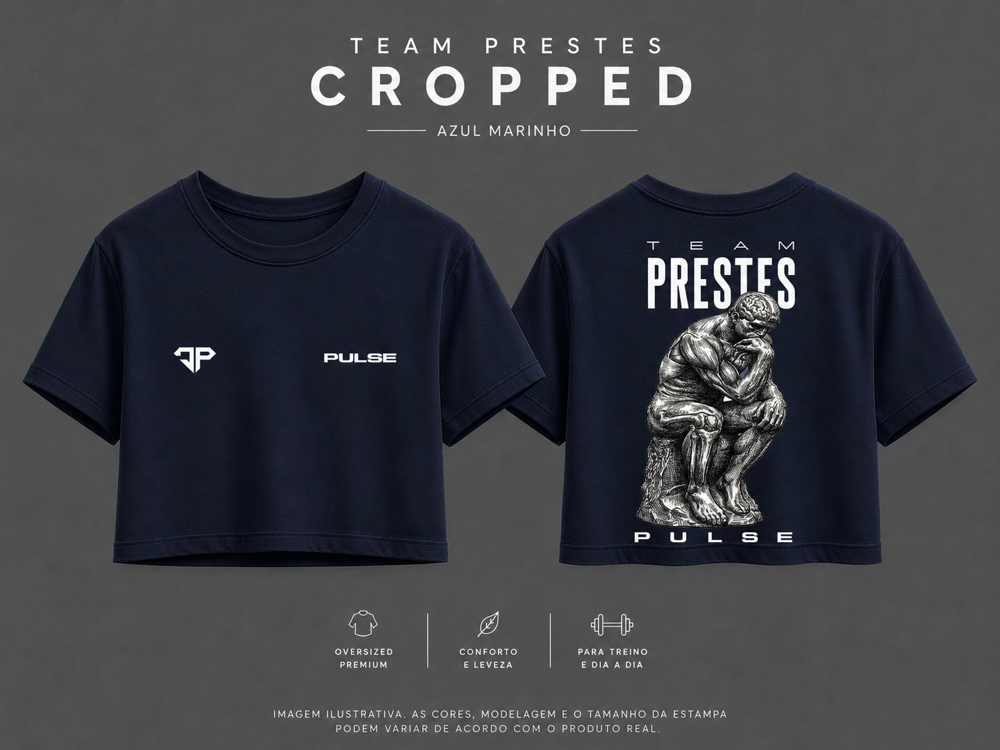 TEAM PRESTES CROPPED AZUL MARINHO