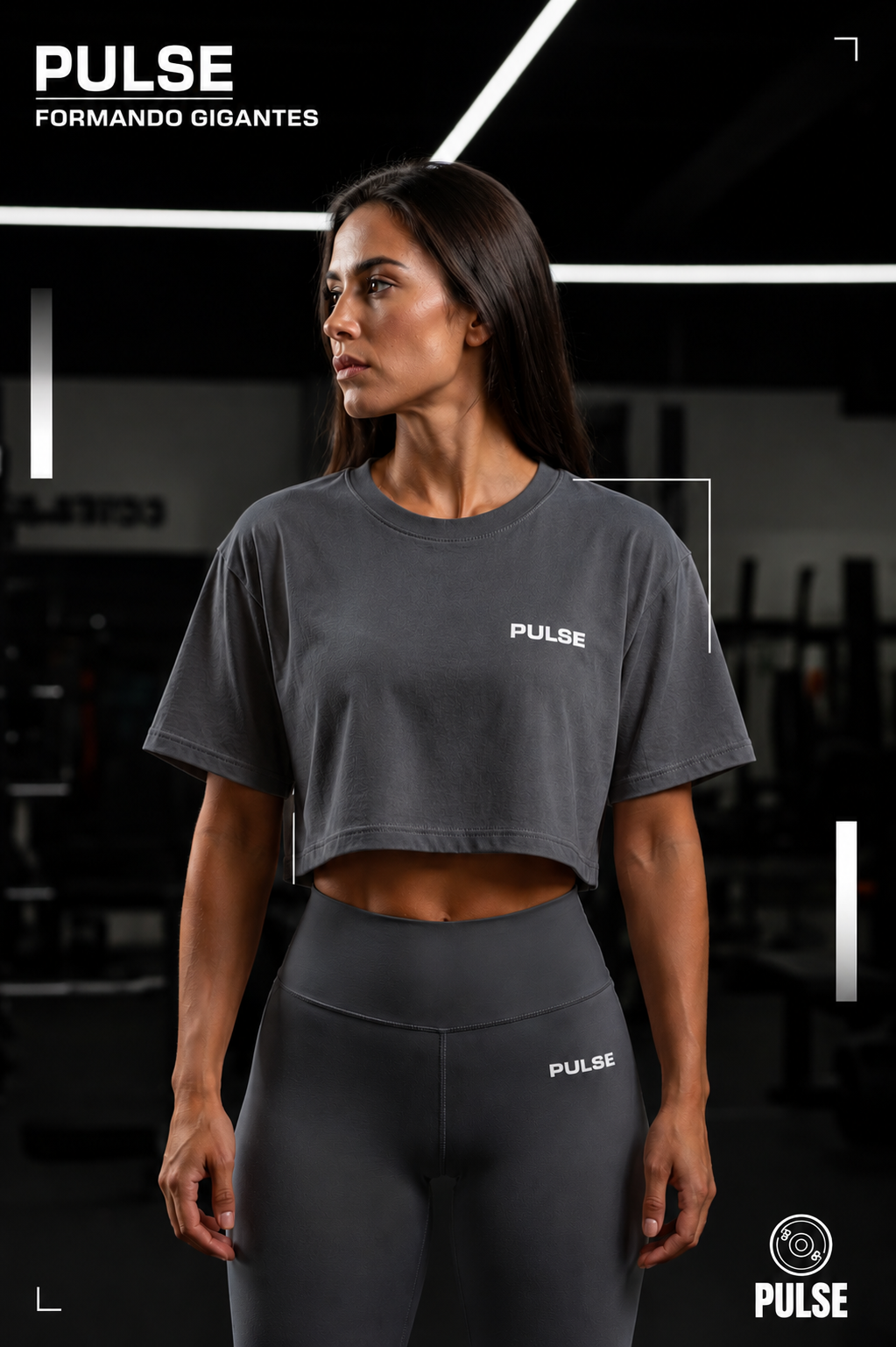PULSE FORMANDO GIGANTES CROPPED CINZA CHUMBO