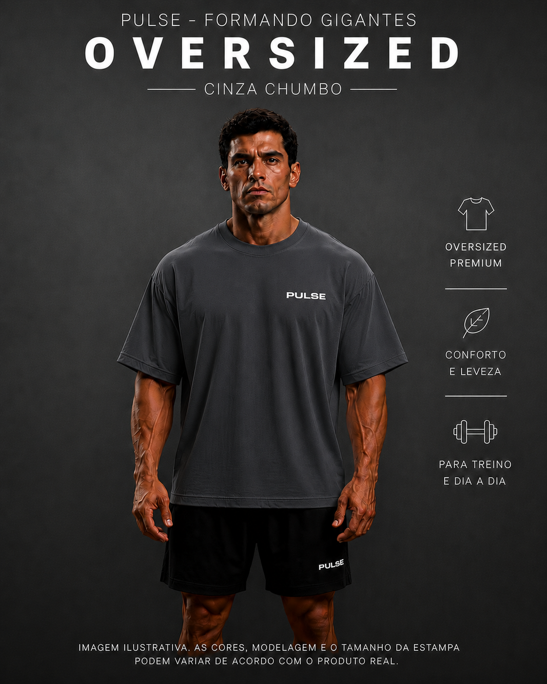 PULSE FORMANDO GIGANTES OVERSIZED CINZA CHUMBO