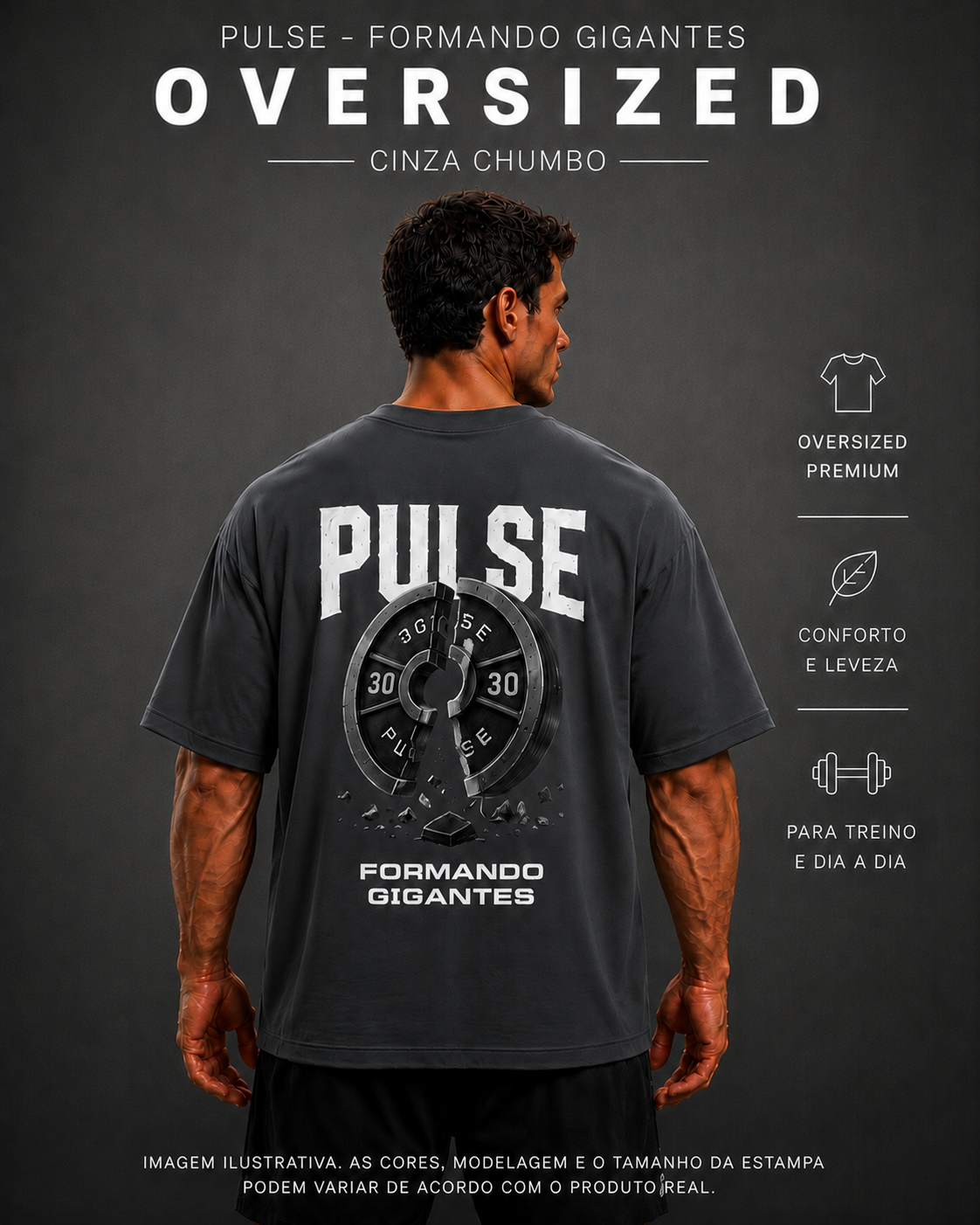 PULSE FORMANDO GIGANTES OVERSIZED CINZA CHUMBO