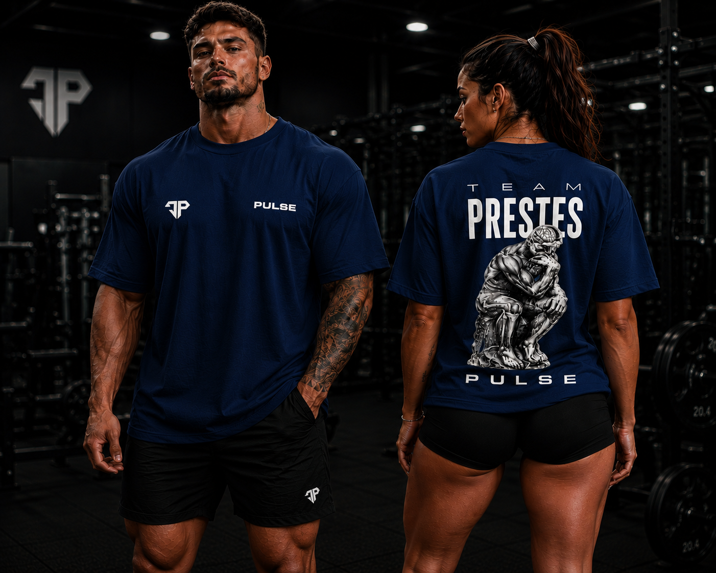 TEAM PRESTES PENSADOR OVERSIZED AZUL MARINHO