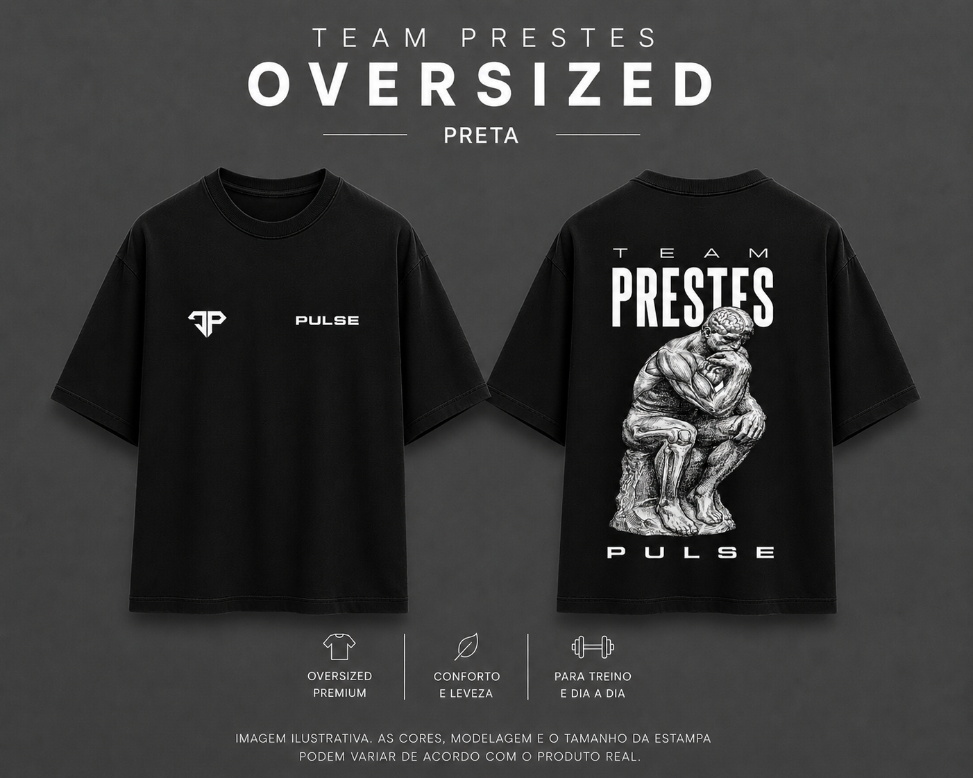 TEAM PRESTES PENSADOR OVERSIZED PRETA