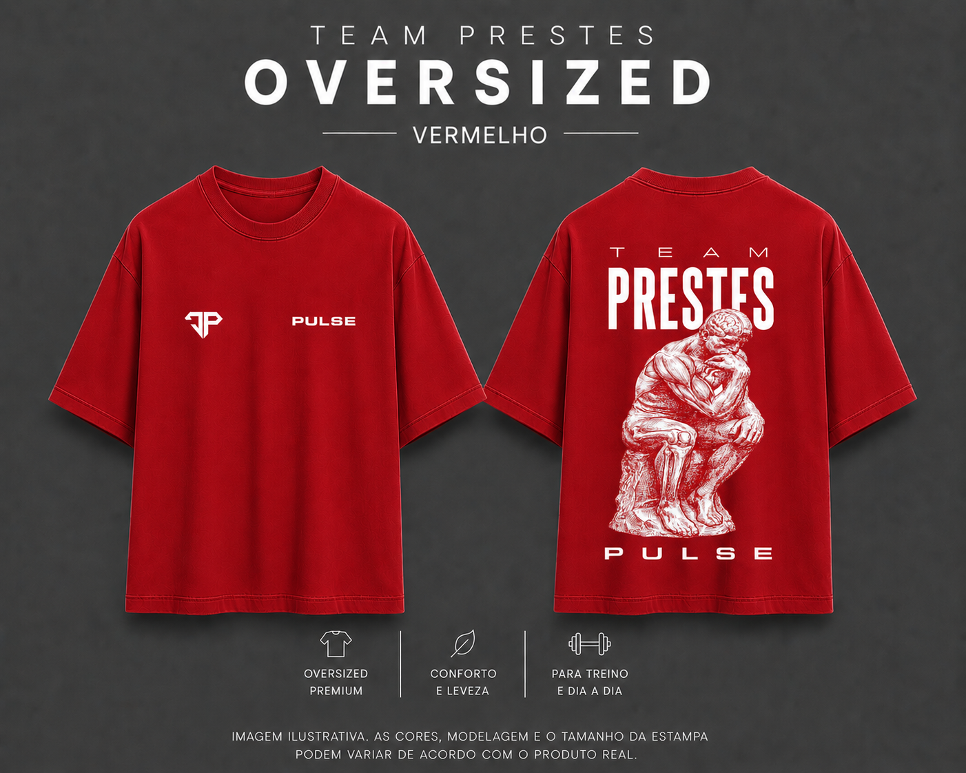 TEAM PRESTES PENSADOR OVERSIZED VERMELHA